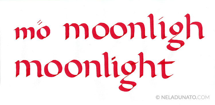 Moonlight lettering process - calligraphy