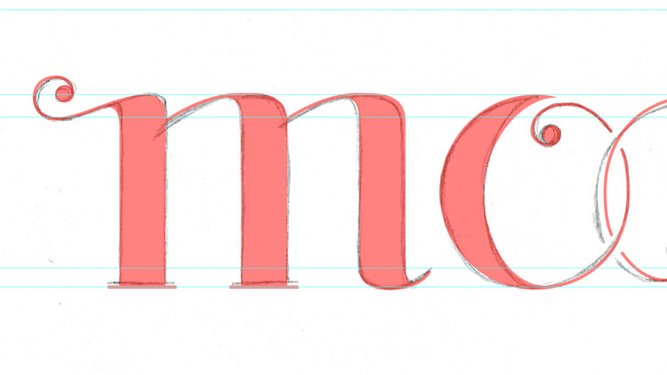 Moonlight lettering process - vector